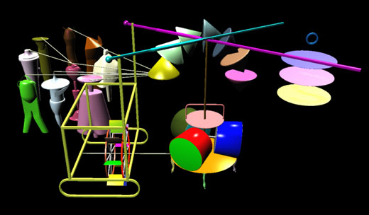 3D model showing multiple perspective viewpoints required to match Duchamp's work